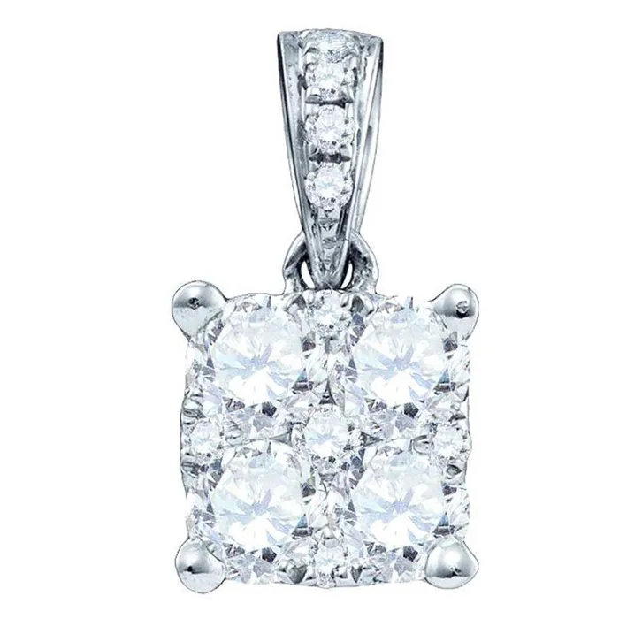 18k White Gold Round Diamond Square Cluster Pendant 16 Cttw gndatlanta PreStyled Sets 18k White Gold Round Diamond Square Cluster Pendant 16 Cttw gndatlanta PreStyled Sets