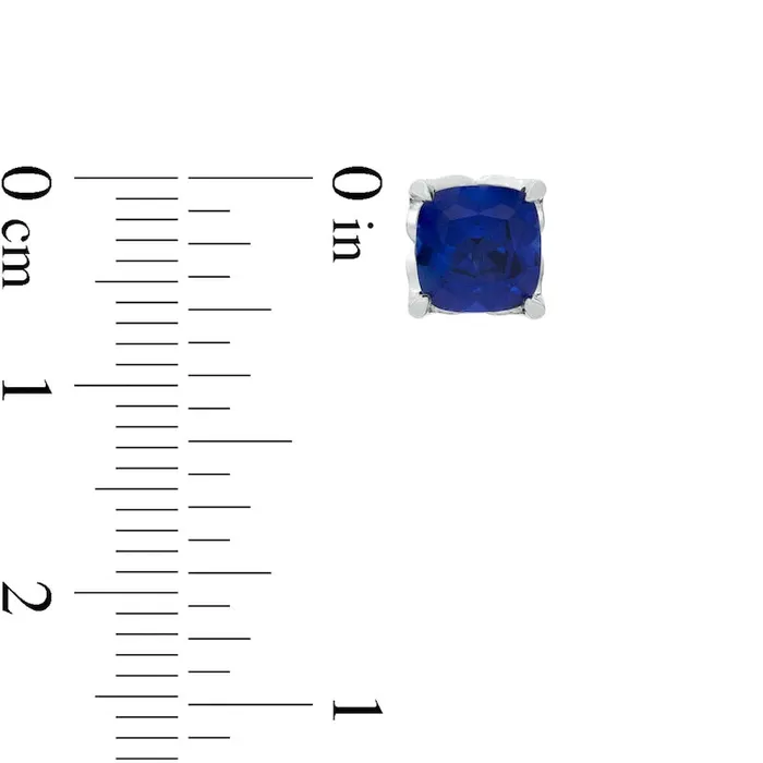 60mm CushionCut LabCreated Blue Sapphire and Diamond Accent Stud Earrings in 10K White Gold Goldia Earrings 60mm CushionCut LabCreated Blue Sapphire and Diamond Accent Stud Earrings in 10K White Gold Goldia Earrings