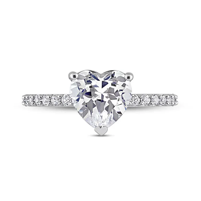 80mm HeartShaped White LabCreated Sapphire Ring in Solid 10K White Gold Goldia Rings 80mm HeartShaped White LabCreated Sapphire Ring in Solid 10K White Gold Goldia Rings