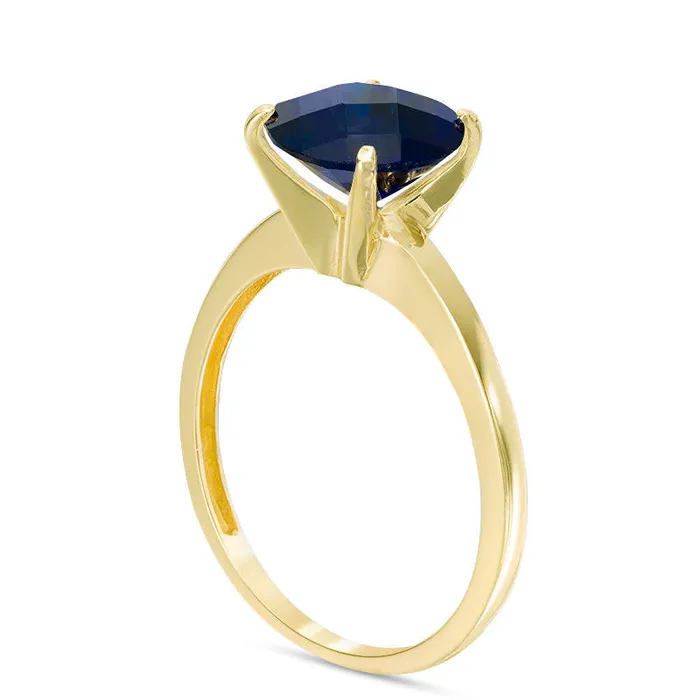 80mm LabCreated Blue Sapphire Solitaire Ring in Solid 10K Yellow Gold Goldia Rings 80mm LabCreated Blue Sapphire Solitaire Ring in Solid 10K Yellow Gold Goldia Rings