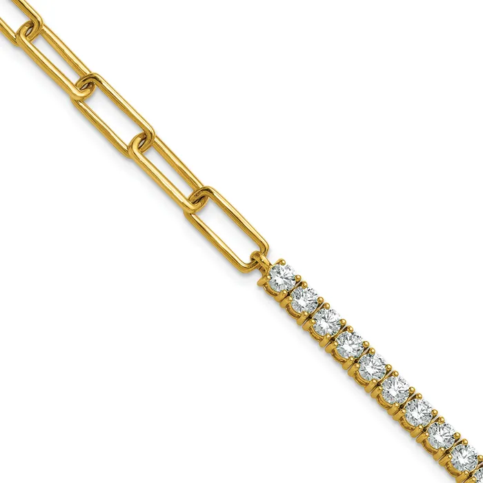 Bracelets 14k Yellow Gold 3 34 Ct Lab Grown Diamond VSSI G Half Paperclip 7 inch with an 1 inch exension Bracelet Goldia Bracelets 14k Yellow Gold 3 34 Ct Lab Grown Diamond VSSI G Half Paperclip 7 inch with an 1 inch exension Bracelet Goldia