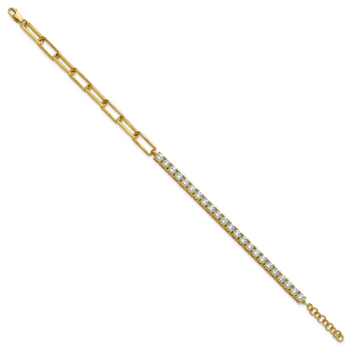 Bracelets 14k Yellow Gold 3 34 Ct Lab Grown Diamond VSSI G Half Paperclip 7 inch with an 1 inch exension Bracelet Goldia