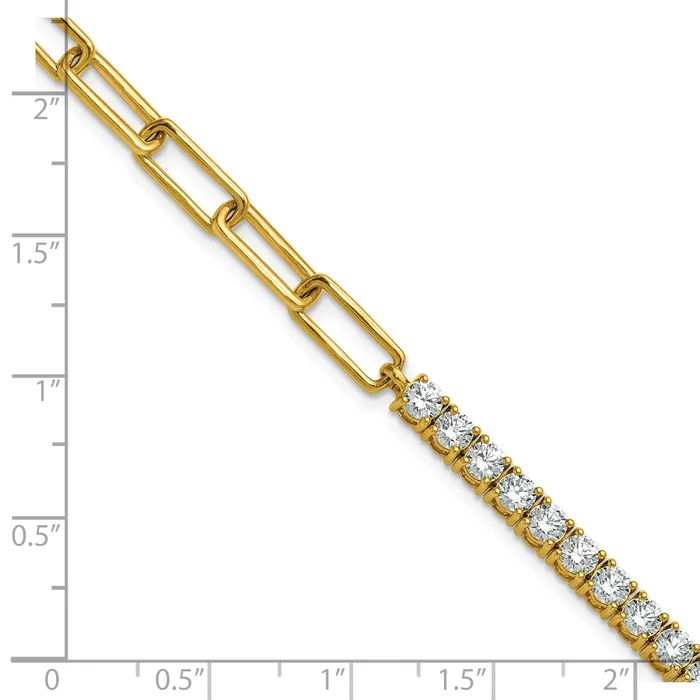 Bracelets 14k Yellow Gold 3 34 Ct Lab Grown Diamond VSSI G Half Paperclip 7 inch with an 1 inch exension Bracelet Goldia