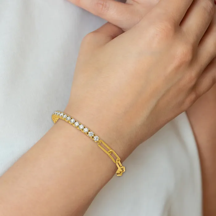 Bracelets 14k Yellow Gold 3 34 Ct Lab Grown Diamond VSSI G Half Paperclip 7 inch with an 1 inch exension Bracelet Goldia