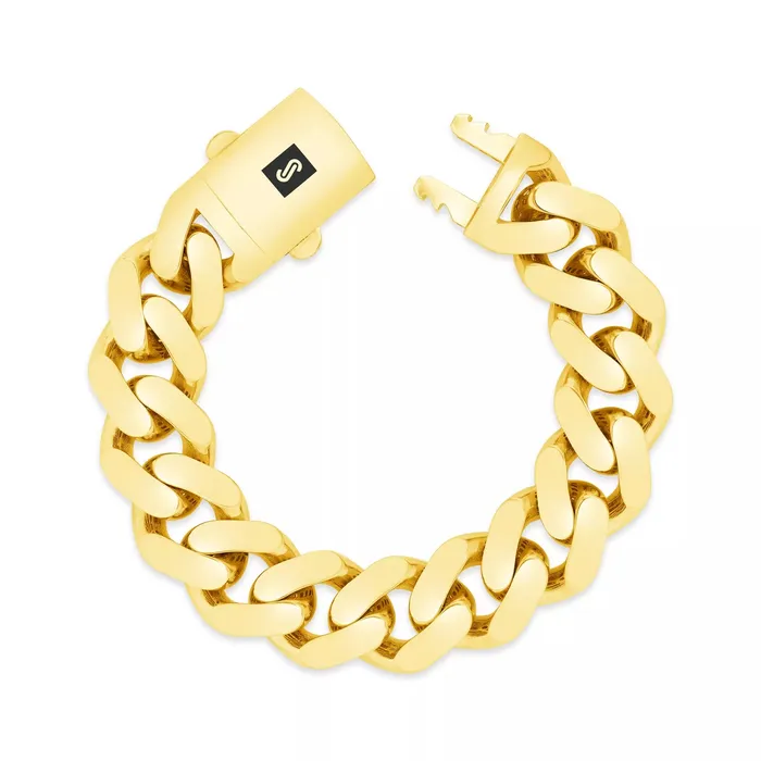 Bracelets Goldiacom 14k Yellow Gold Royal Monaco Miami Cuban Link 15mm Chain Bracelet Box Clasp 85