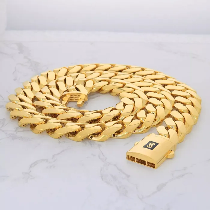 Bracelets Goldiacom 14k Yellow Gold Royal Monaco Miami Cuban Link 15mm Chain Bracelet Box Clasp 85