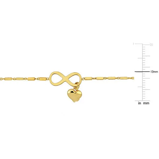 Bracelets JMS always Original Amour 15 CT TGW Cubic Zirconia Infinity and Heart Charm Bracelet in Yellow Infinity Sterling Silver Bracelets JMS always Original Amour 15 CT TGW Cubic Zirconia Infinity and Heart Charm Bracelet in Yellow Infinity Sterling Silver