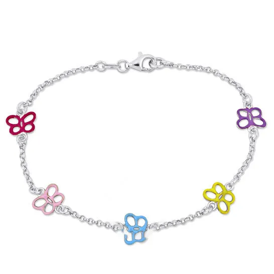 Bracelets JMS always Original Amour MultiColor Butterfly Enamel Charm Bracelet in Sterling Silver Bracelets JMS always Original Amour MultiColor Butterfly Enamel Charm Bracelet in Sterling Silver