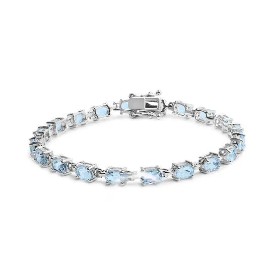 Bracelets JMS always Original Haus of Brilliance 925 Sterling Silver 110 Cttw Oval Shaped Created Light Blue Topaz Link Bracelet 7 inch Bracelets JMS always Original Haus of Brilliance 925 Sterling Silver 110 Cttw Oval Shaped Created Light Blue Topaz Link Bracelet 7 inch
