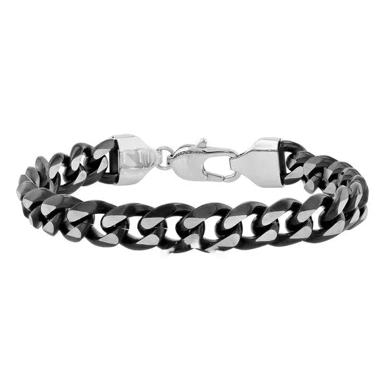 Bracelets JMS always Original Robert Alton Stainless Steel with White Black Finish Beveled Curb Bracelet Bracelets JMS always Original Robert Alton Stainless Steel with White Black Finish Beveled Curb Bracelet