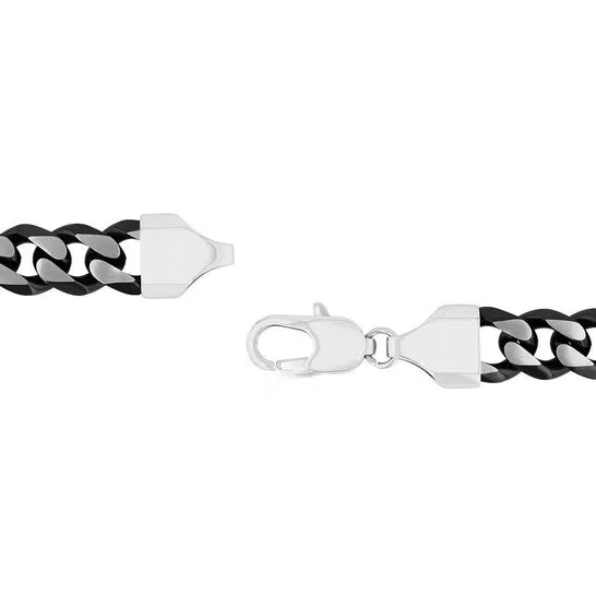 Bracelets JMS always Original Robert Alton Stainless Steel with White Black Finish Beveled Curb Bracelet Bracelets JMS always Original Robert Alton Stainless Steel with White Black Finish Beveled Curb Bracelet