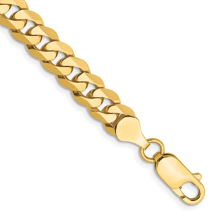 Bracelets MDS Solid 14K Yellow Gold 8 inch 725mm Flat Beveled Curb with Lobster Clasp Bracelet Bracelets MDS Solid 14K Yellow Gold 8 inch 725mm Flat Beveled Curb with Lobster Clasp Bracelet