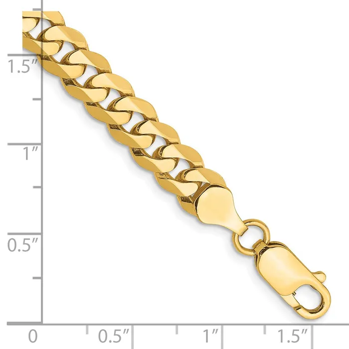 Bracelets MDS Solid 14K Yellow Gold 8 inch 725mm Flat Beveled Curb with Lobster Clasp Bracelet Bracelets MDS Solid 14K Yellow Gold 8 inch 725mm Flat Beveled Curb with Lobster Clasp Bracelet