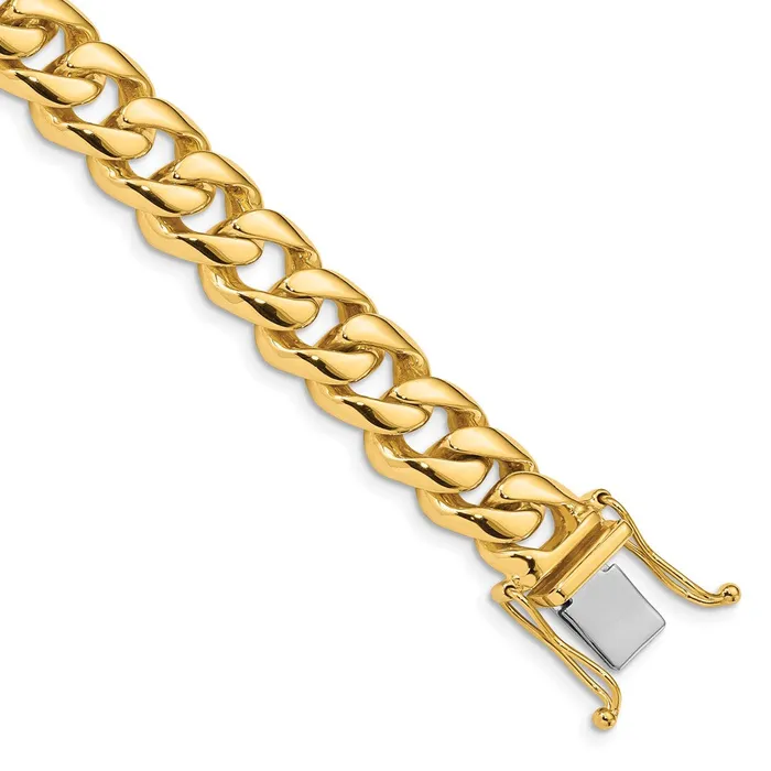 Bracelets Solid 14K Yellow Gold 8 inch 96mm Hand Polished Rounded Curb Link with Box Catch Clasp Bracelet MDS Bracelets Solid 14K Yellow Gold 8 inch 96mm Hand Polished Rounded Curb Link with Box Catch Clasp Bracelet MDS