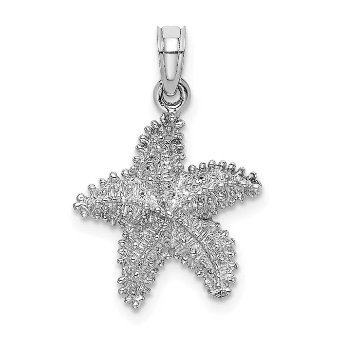 Charm Necklaces 14k White Gold Beaded Textured Starfish Charm Goldia