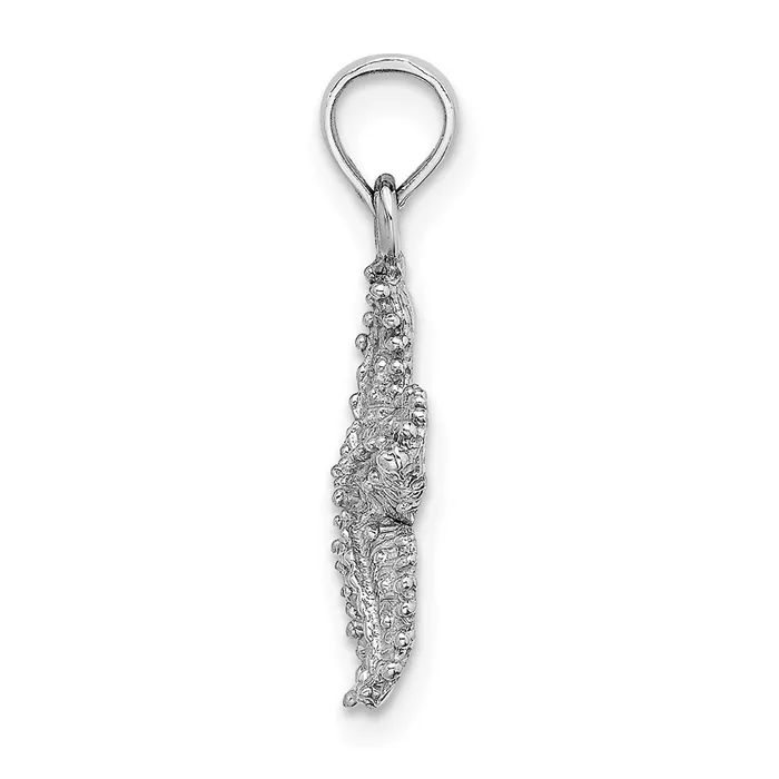 Charm Necklaces 14k White Gold Beaded Textured Starfish Charm Goldia