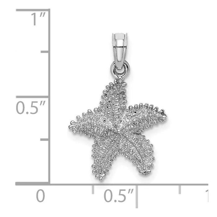 Charm Necklaces 14k White Gold Beaded Textured Starfish Charm Goldia
