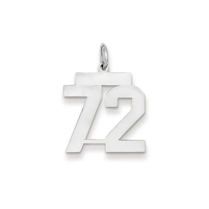 Charm Necklaces 14k White Gold WG Medium Polished Number 72 Charm Goldia