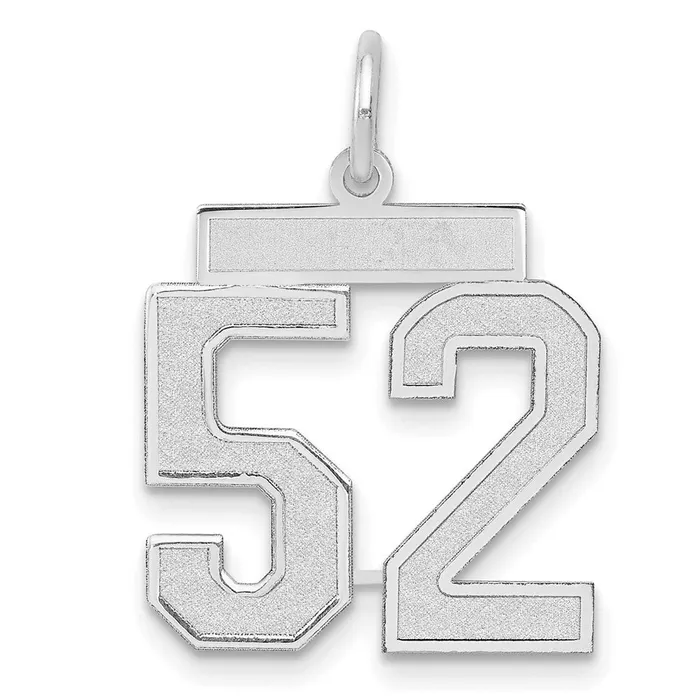 Charm Necklaces 14k White Goldw Medium Satin Number 52 Charm Goldia