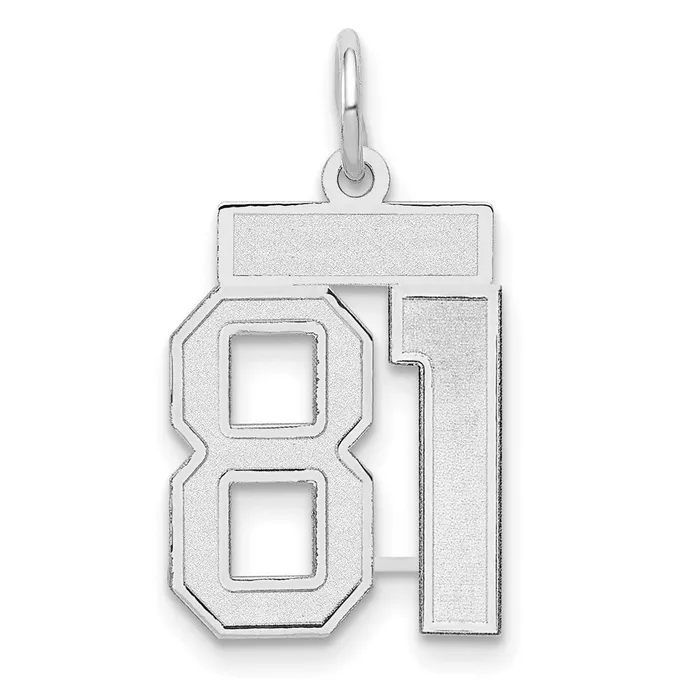 Charm Necklaces 14k White Goldw Small Satin Number 81 Charm Goldia