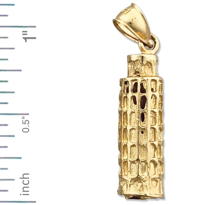 Charm Necklaces Goldia 14K Gold 3D Pisa Tower Italy Charm