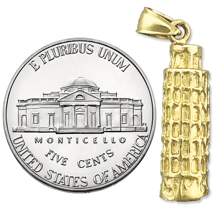 Charm Necklaces Goldia 14K Gold 3D Pisa Tower Italy Charm