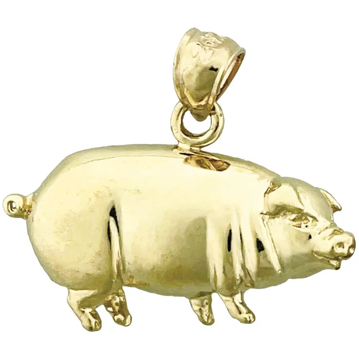 Charm Necklaces Goldia 14K Gold Pot Belly Pig Charm