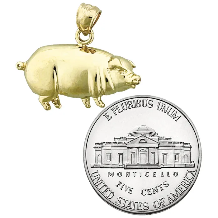 Charm Necklaces Goldia 14K Gold Pot Belly Pig Charm