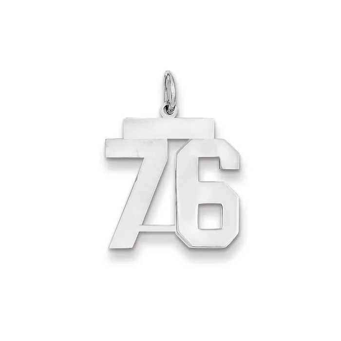 Charm Necklaces Goldia 14k White Gold WG Medium Polished Number 76 Charm