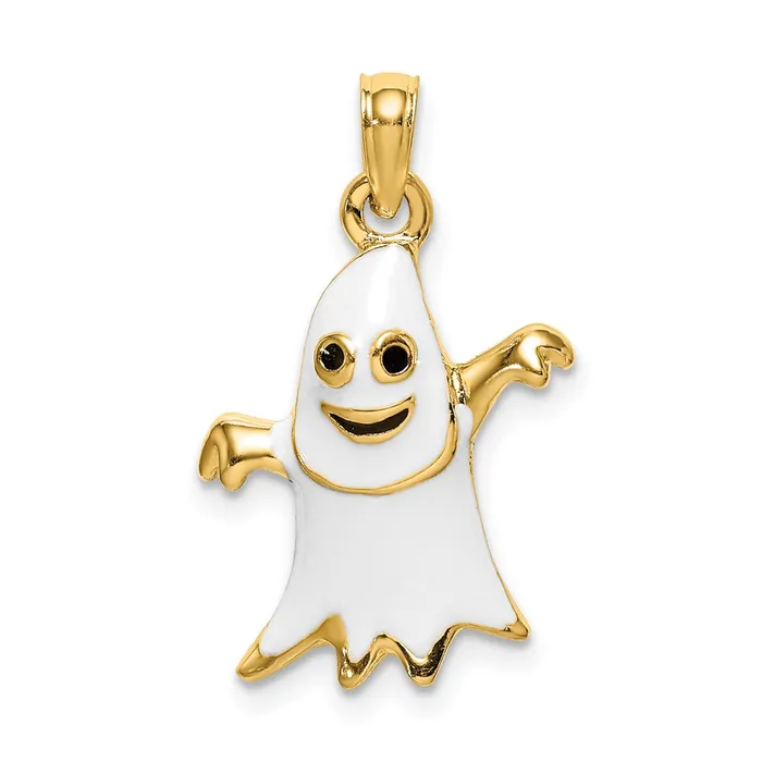 Charm Necklaces Goldia 14k Yellow Gold 3D Enameled Ghost Charm