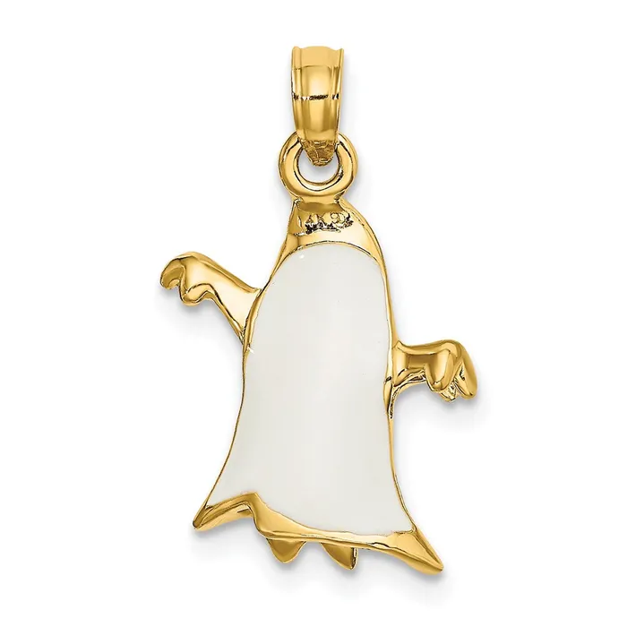 Charm Necklaces Goldia 14k Yellow Gold 3D Enameled Ghost Charm