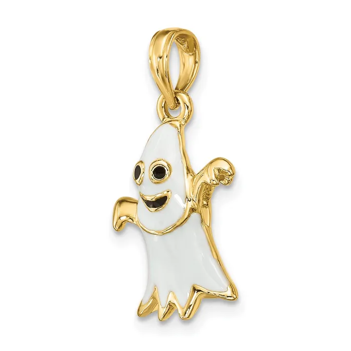 Charm Necklaces Goldia 14k Yellow Gold 3D Enameled Ghost Charm