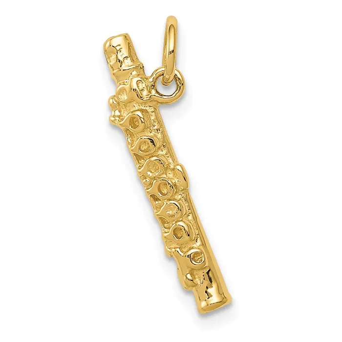 Charm Necklaces Goldia 14k Yellow Gold 3D Polished Flute Charm