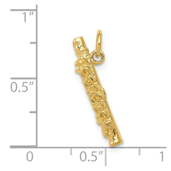 Charm Necklaces Goldia 14k Yellow Gold 3D Polished Flute Charm