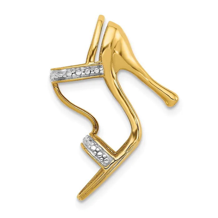 Charm Necklaces Goldia 14k Yellow Gold and Rhodium Solid 3D 01ct Real Diamond High Heel Charm