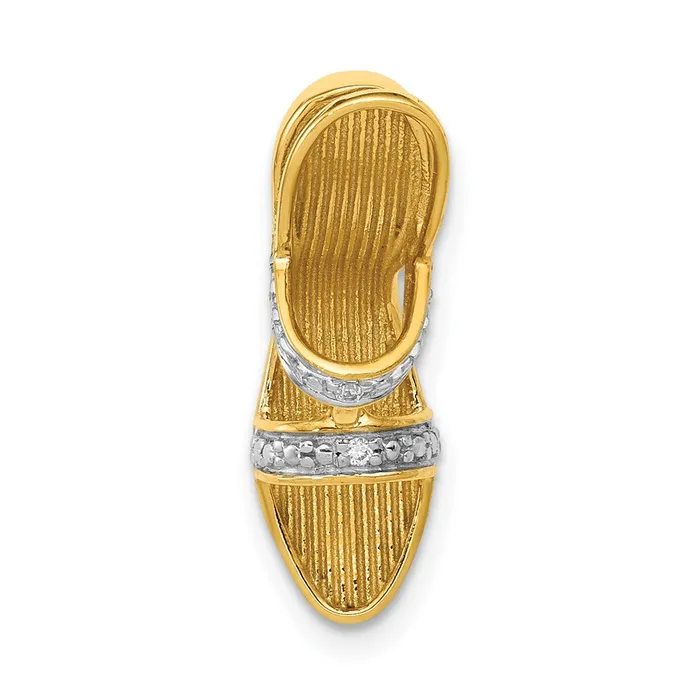 Charm Necklaces Goldia 14k Yellow Gold and Rhodium Solid 3D 01ct Real Diamond High Heel Charm