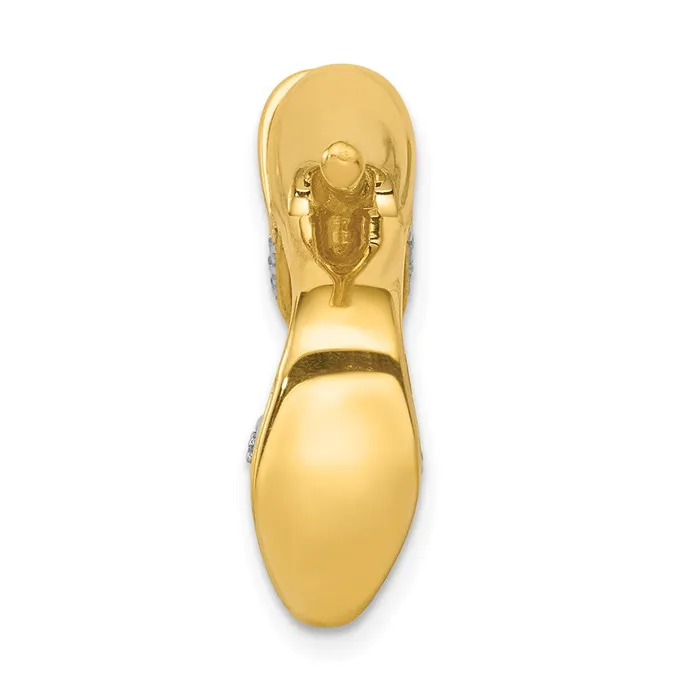 Charm Necklaces Goldia 14k Yellow Gold and Rhodium Solid 3D 01ct Real Diamond High Heel Charm
