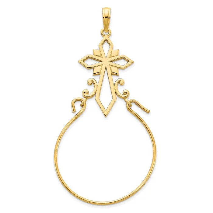 Charm Necklaces Goldia 14k Yellow Gold Fancy Cross Charm Holder Pendant