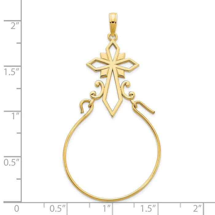 Charm Necklaces Goldia 14k Yellow Gold Fancy Cross Charm Holder Pendant