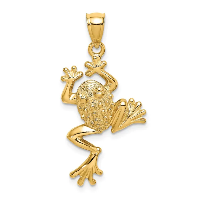 Charm Necklaces Goldia 14k Yellow Gold Frog w Textured Back Charm