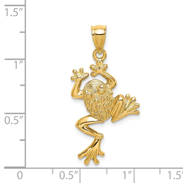 Charm Necklaces Goldia 14k Yellow Gold Frog w Textured Back Charm