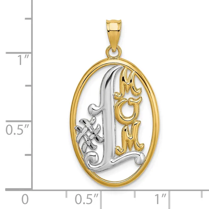 Charm Necklaces Goldia 14k Yellow u0026 Rhodium Gold w Rhodium 1 MOM Oval Charm