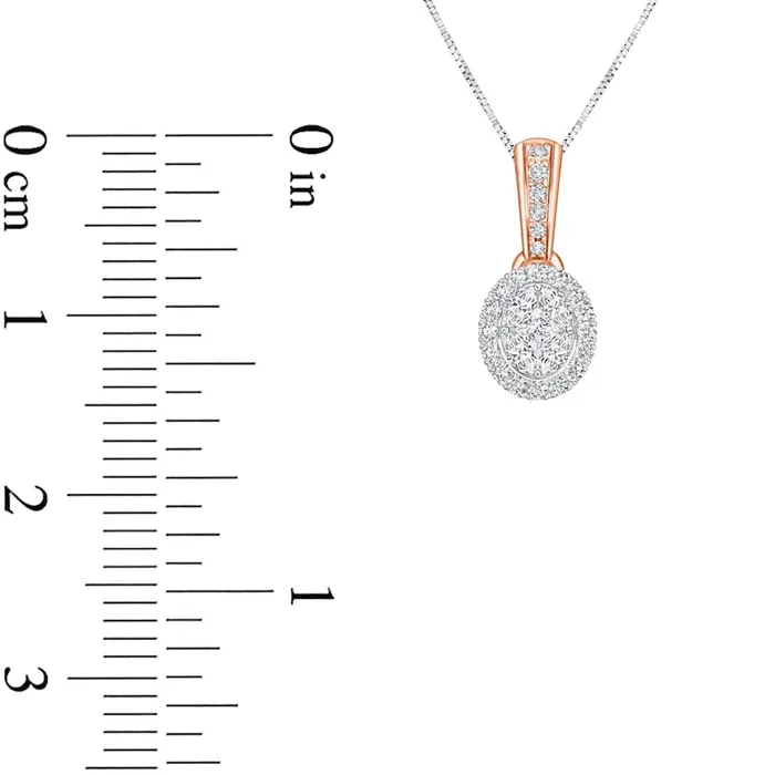 Earrings 017 CT TW Composite Natural Diamond Oval Frame Drop Pendant in 10K TwoTone Gold Goldia Earrings 017 CT TW Composite Natural Diamond Oval Frame Drop Pendant in 10K TwoTone Gold Goldia