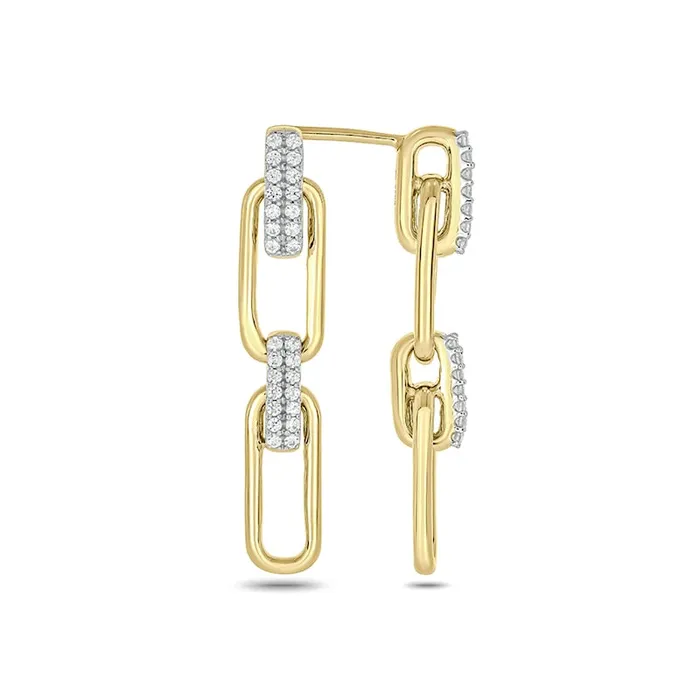 Earrings 025 CT TW Diamond Oval Link Double Row Drop Earrings in 10K Gold Goldia Earrings 025 CT TW Diamond Oval Link Double Row Drop Earrings in 10K Gold Goldia