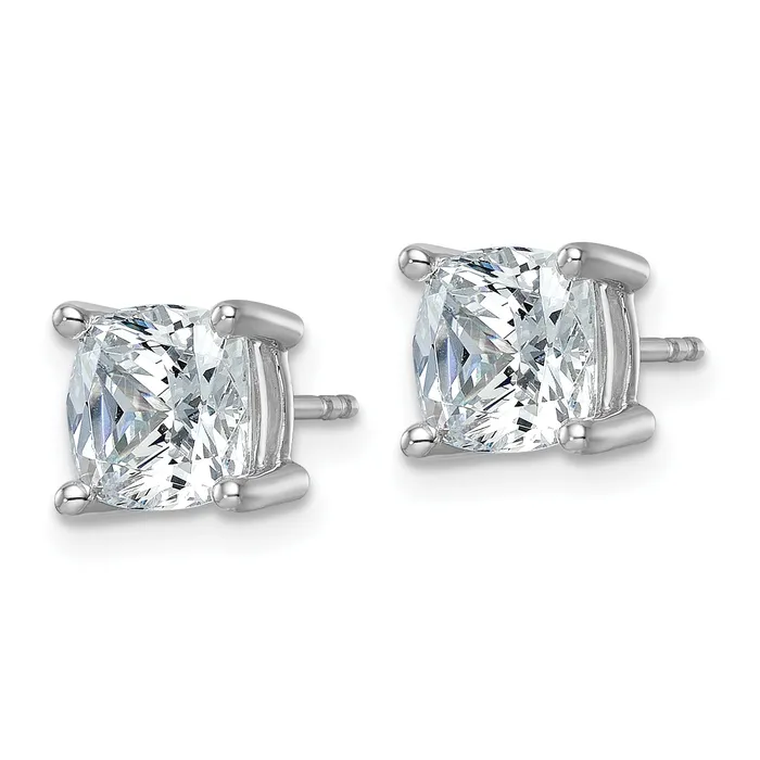 Earrings 14k White Gold 4 ctw Certified Lab Grown Diamond VSSI G Cushion 4 Prong Heavy Wt Stud Earrings Goldia