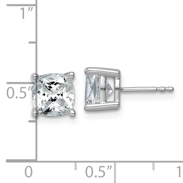 Earrings 14k White Gold 4 ctw Certified Lab Grown Diamond VSSI G Cushion 4 Prong Heavy Wt Stud Earrings Goldia