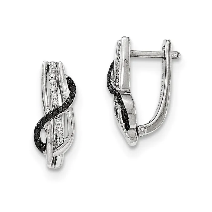 Earrings 14K White Gold Black u0026 White Real Diamond Hinged Earrings Goldia Earrings 14K White Gold Black u0026 White Real Diamond Hinged Earrings Goldia