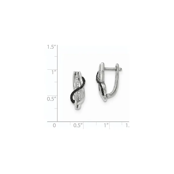 Earrings 14K White Gold Black u0026 White Real Diamond Hinged Earrings Goldia
