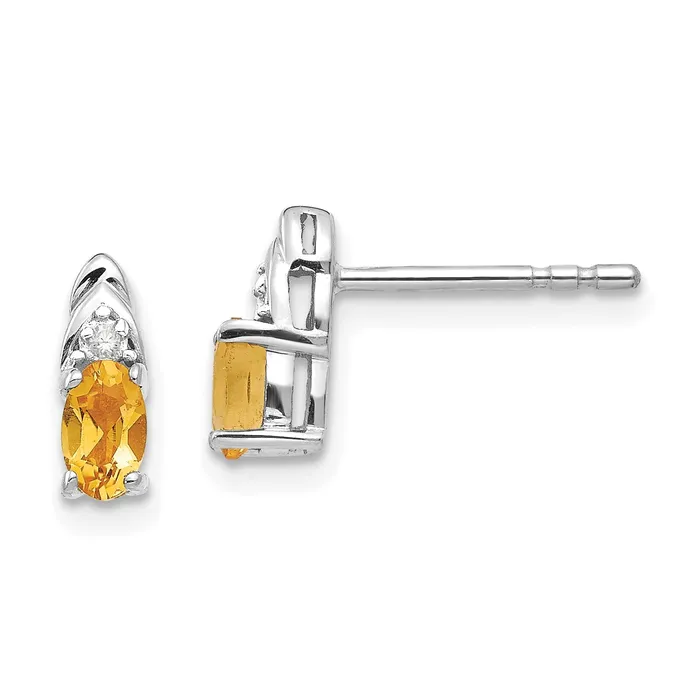 Earrings 14k White Gold Citrine Diamond Earring goldiaca