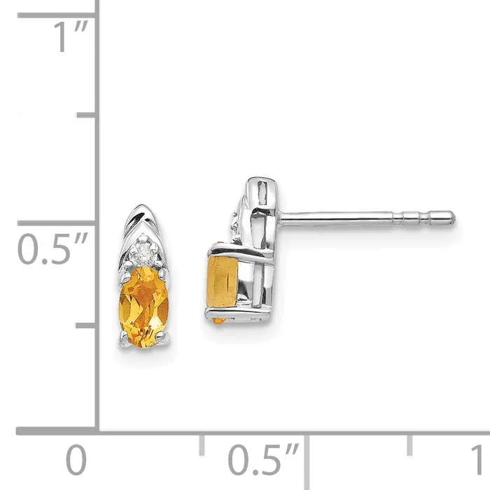 Earrings 14k White Gold Citrine Diamond Earring goldiaca